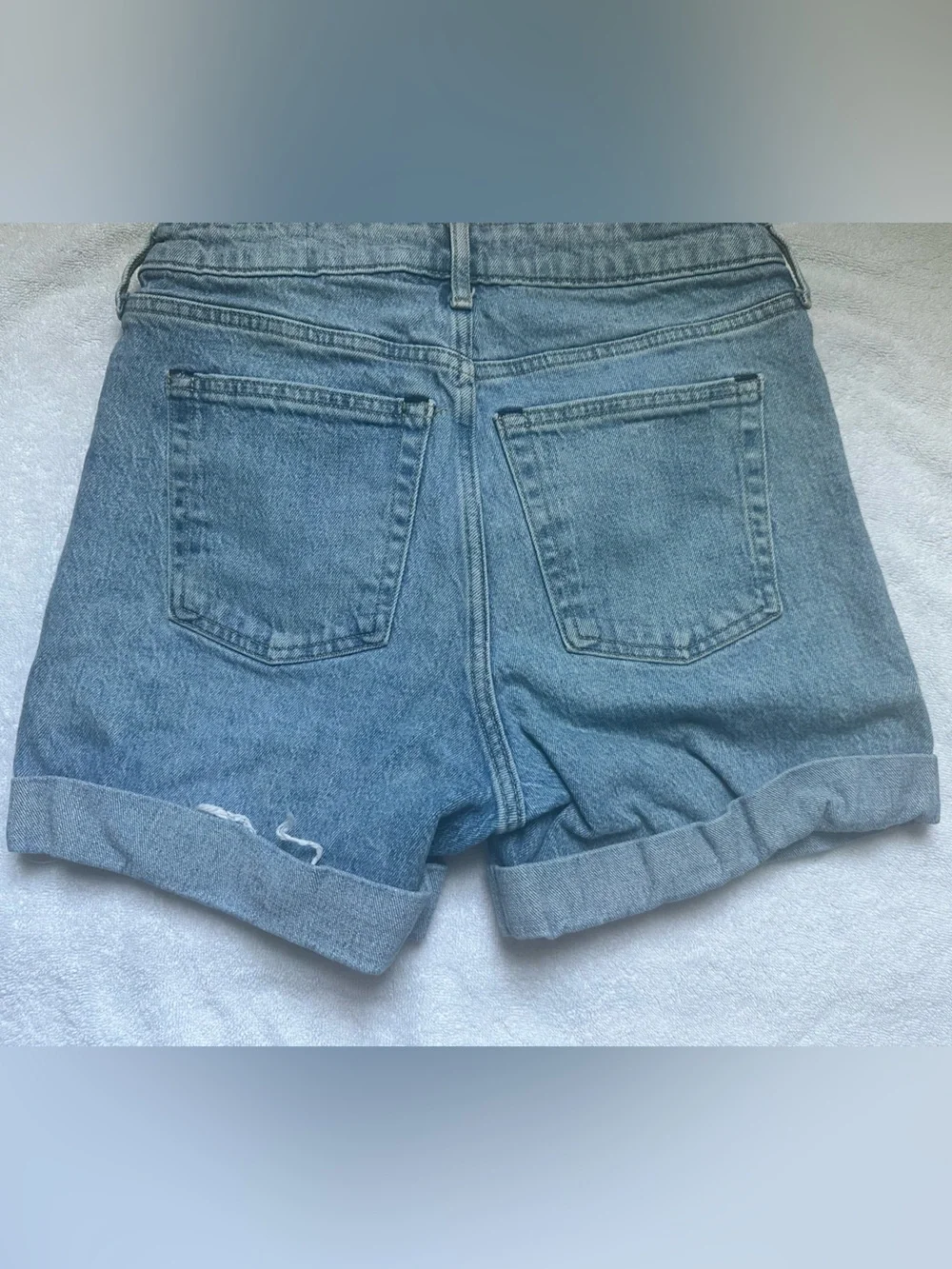 Women's Light Blue Denim Jean Shorts - Classic Rolled Hem